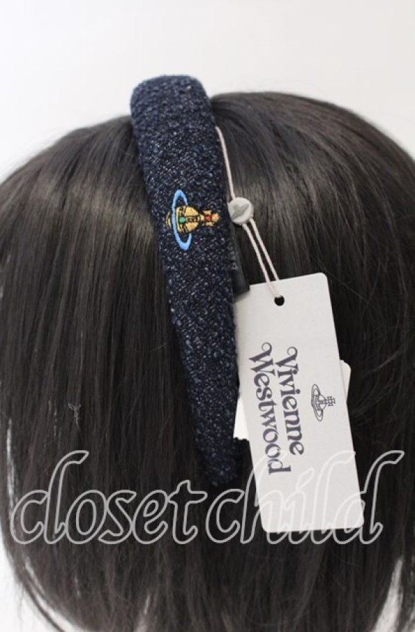 画像3: ヴィヴィアンウエストウッド 中古 / スリムヘアバンドカチューシャ 00 ネイビー  O-25-11-16-049-gd-YM-OS (3)