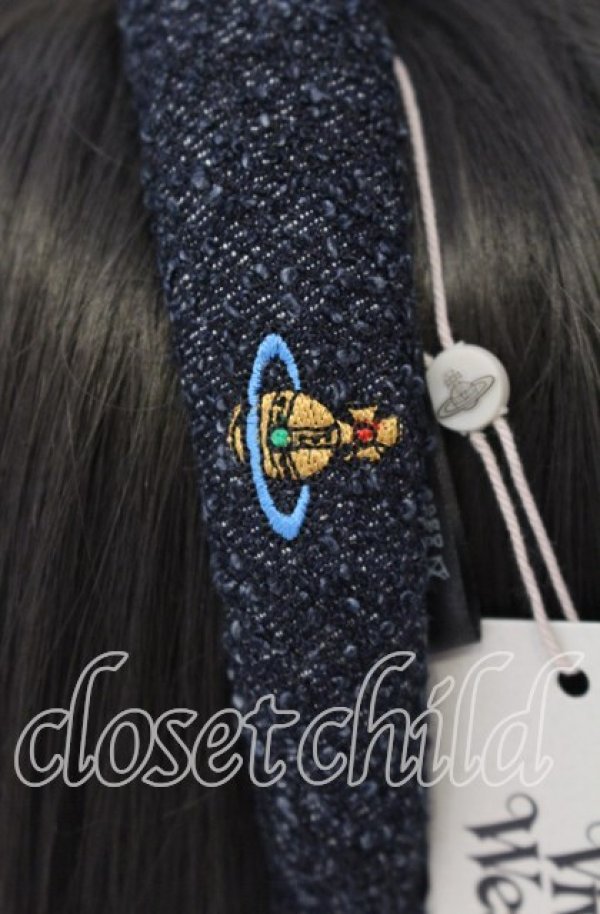画像4: ヴィヴィアンウエストウッド 中古 / スリムヘアバンドカチューシャ 00 ネイビー  O-25-11-16-049-gd-YM-OS (4)
