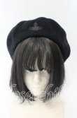 画像2: ヴィヴィアンウエストウッド 中古 / オーブ刺繍ベレー帽子 S-M ブラック  O-25-11-16-050-ha-YM-OS (2)