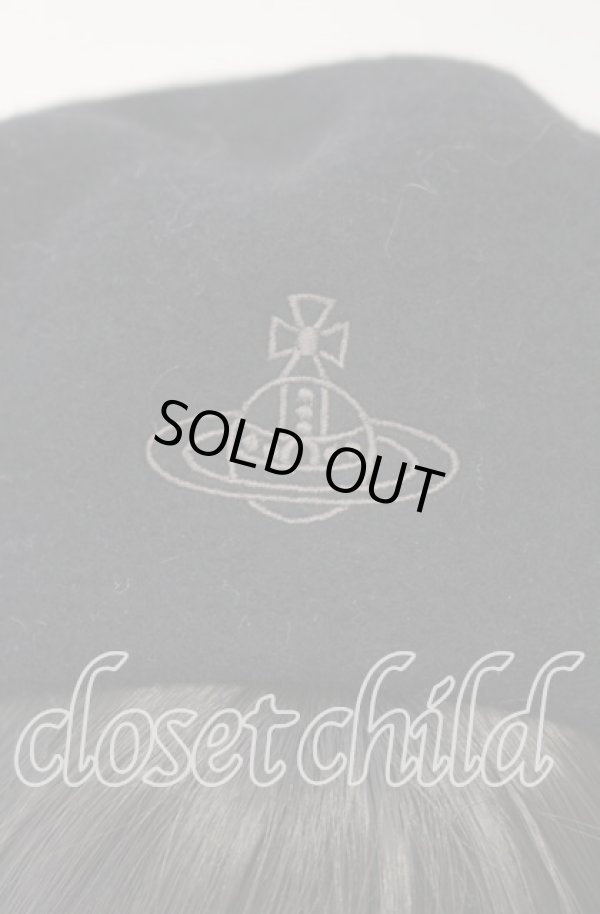 画像3: ヴィヴィアンウエストウッド 中古 / オーブ刺繍ベレー帽子 S-M ブラック  O-25-11-16-050-ha-YM-OS (3)