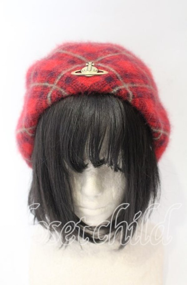 画像2: ヴィヴィアンウエストウッド 中古 / ボンボン付キアンゴラベレー帽 S-M レッド  O-25-11-16-051-ha-YM-OS (2)