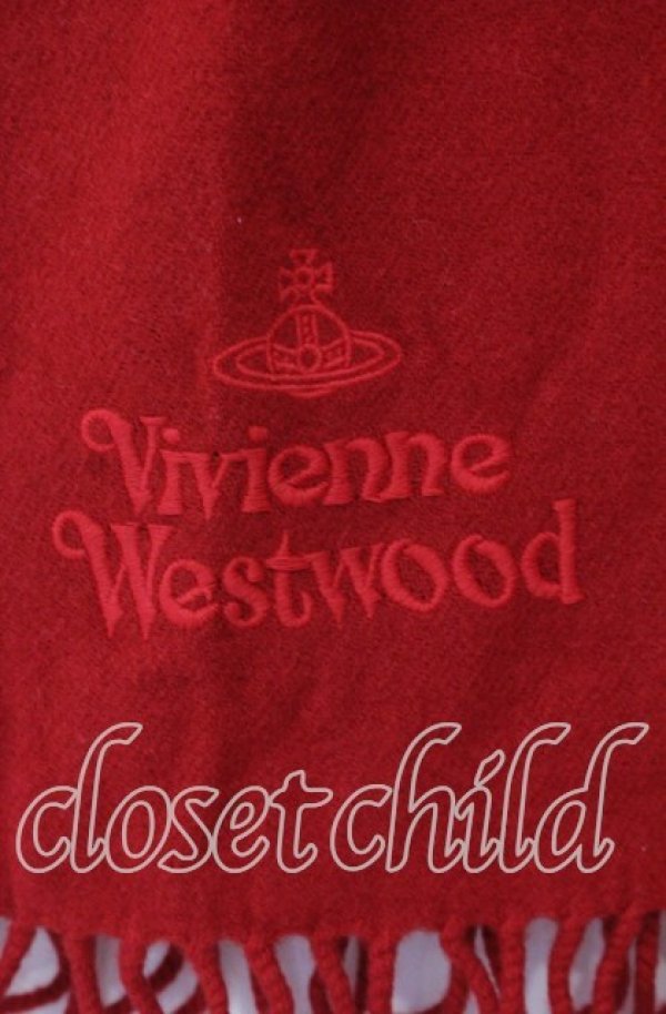 画像3: ヴィヴィアンウエストウッド 中古 / ロゴ刺繍マフラー  アカ  O-25-11-16-064-gd-IG-OS (3)