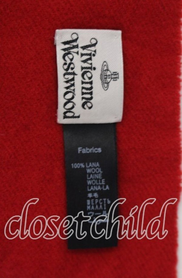 画像4: ヴィヴィアンウエストウッド 中古 / ロゴ刺繍マフラー  アカ  O-25-11-16-064-gd-IG-OS (4)