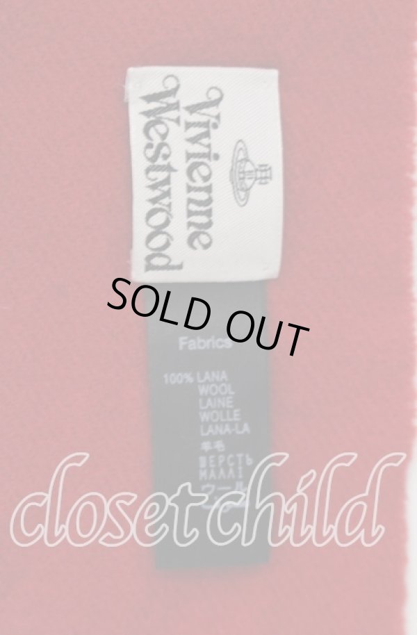 画像4: ヴィヴィアンウエストウッド 中古 / ロゴ刺繍マフラー  アカ  O-25-11-16-064-gd-IG-OS (4)