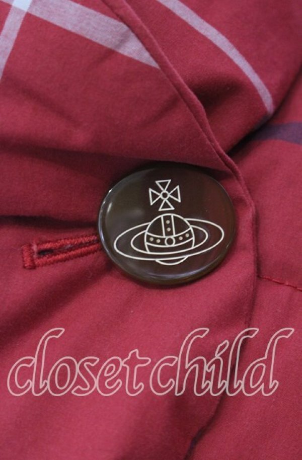 画像2: ヴィヴィアンウエストウッド 中古 / 格子チェックダウンジャケット 3 レッド  O-25-11-16-010-bl-YM-OS (2)