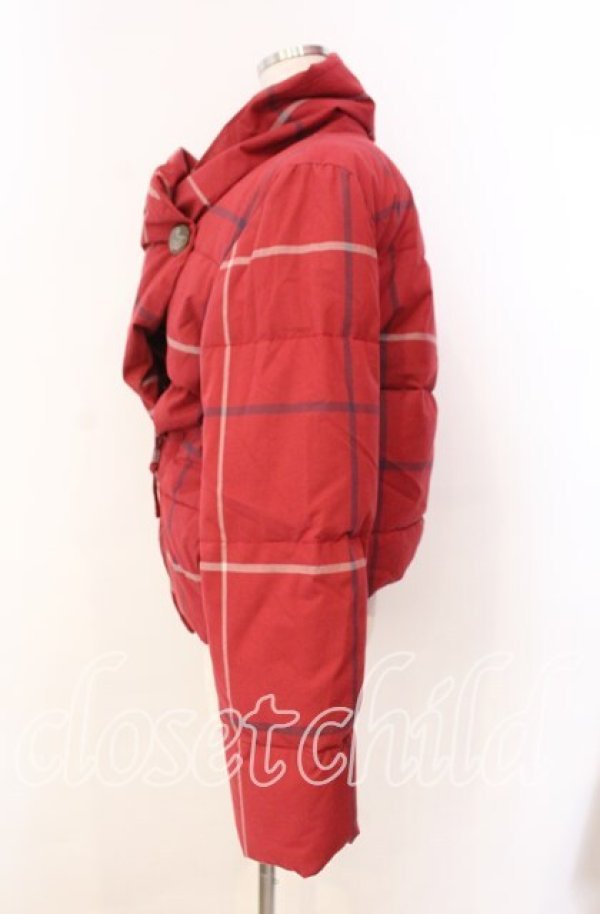画像3: ヴィヴィアンウエストウッド 中古 / 格子チェックダウンジャケット 3 レッド  O-25-11-16-010-bl-YM-OS (3)