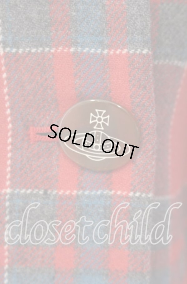 画像2: ヴィヴィアンウエストウッド 中古 / タータンチェックダブルショートコート 2 レッド  O-25-11-16-011-co-YM-ZH (2)