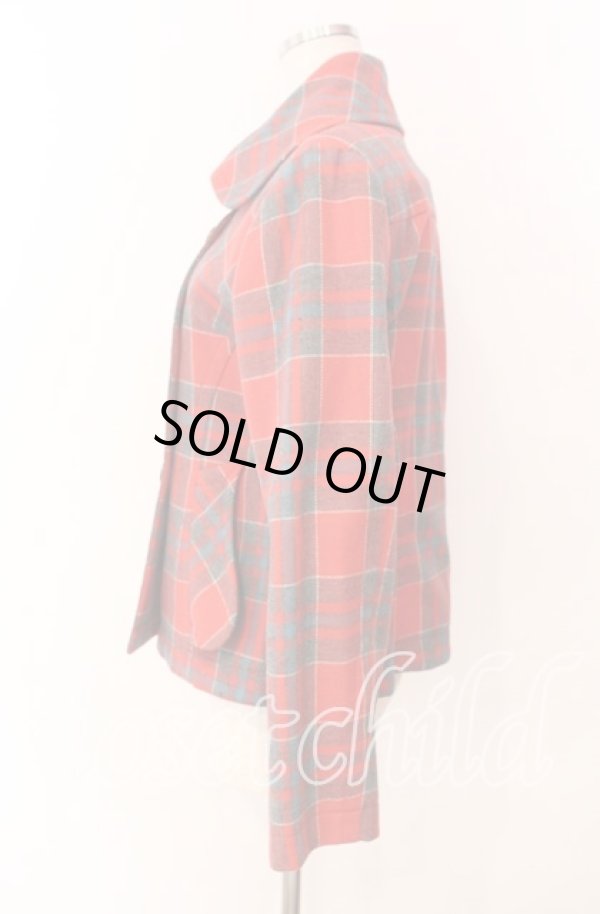 画像3: ヴィヴィアンウエストウッド 中古 / タータンチェックダブルショートコート 2 レッド  O-25-11-16-011-co-YM-ZH (3)