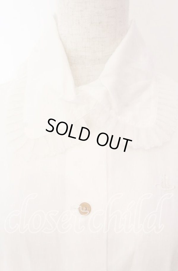 画像3: ヴィヴィアンウエストウッド 中古 / ガーゼプリーツ襟コットンブラウス 2 ホワイト  O-25-11-16-012-bl-YM-OS (3)