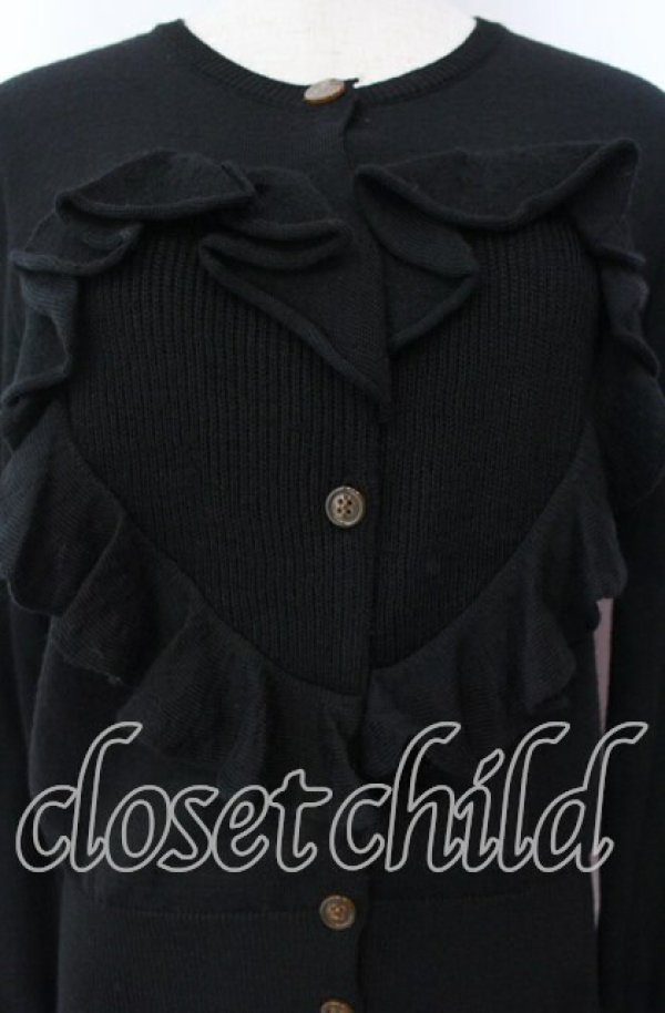画像2: ヴィヴィアンウエストウッド 中古 / ハートフリルニットカーディガン 2 ブラック  O-25-11-16-013-to-YM-OS (2)