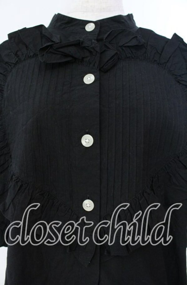 画像2: ヴィヴィアンウエストウッド 中古 / タイプライターハートフリルブラウス 00 ブラック  O-25-11-16-015-bl-YM-OS (2)
