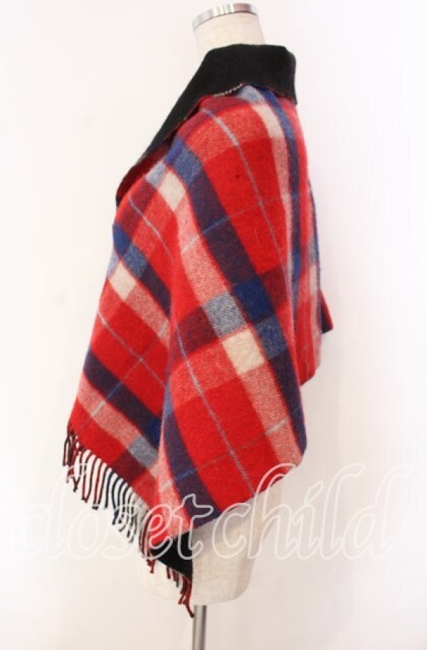 画像3: ヴィヴィアンウエストウッド 中古 / リバーシブルケープ  レッドｘネイビーｘブラック  O-25-11-23-017-gd-YM-OS (3)