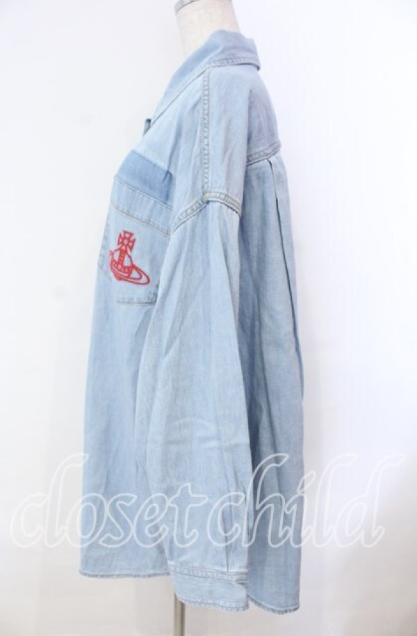 画像4: ヴィヴィアンウエストウッド 中古 / ライトデニムユーズドエフェクトシャツ  ライトインディゴ  O-25-11-23-018-jc-IG-OS (4)