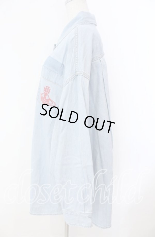 画像4: ヴィヴィアンウエストウッド 中古 / ライトデニムユーズドエフェクトシャツ  ライトインディゴ  O-25-11-23-018-jc-IG-OS (4)