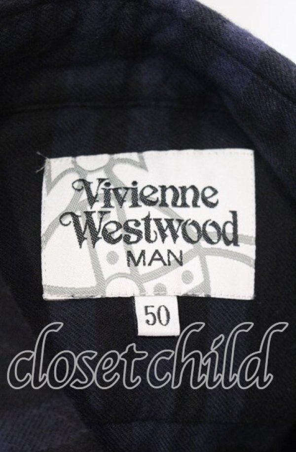 画像6: ヴィヴィアンウエストウッド 中古 / チェックルイスシャツ 50 ネイビー×ブラック  O-25-11-23-019-bl-IG-OS (6)