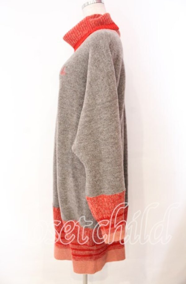 画像3: ヴィヴィアンウエストウッド 中古 / タートルネックニットワンピース 00 オレンジｘグレー  O-25-11-23-022-op-YM-OS (3)