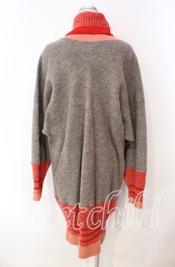 画像4: ヴィヴィアンウエストウッド 中古 / タートルネックニットワンピース 00 オレンジｘグレー  O-25-11-23-022-op-YM-OS (4)
