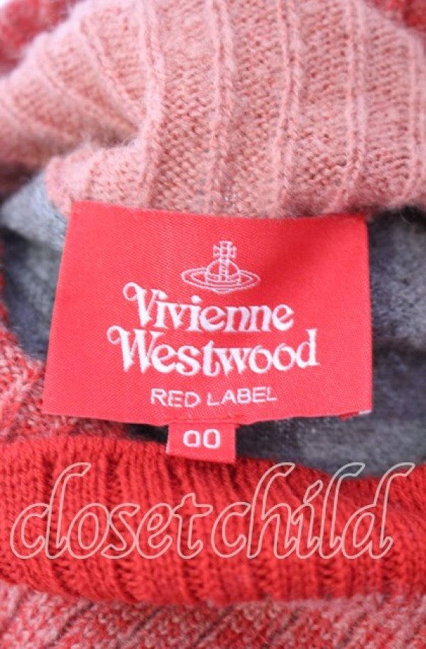 画像5: ヴィヴィアンウエストウッド 中古 / タートルネックニットワンピース 00 オレンジｘグレー  O-25-11-23-022-op-YM-OS (5)