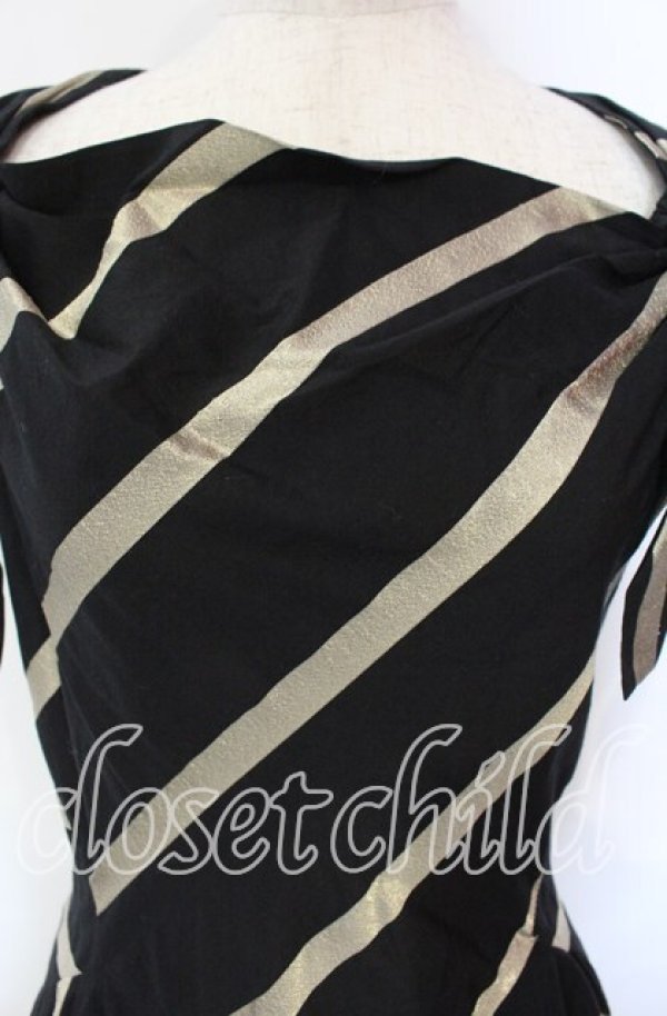 画像2: ヴィヴィアンウエストウッド 中古 / グリッターストライプドレス 2 ブラックｘシャンパンゴールド  O-25-11-23-025-op-YM-OS (2)