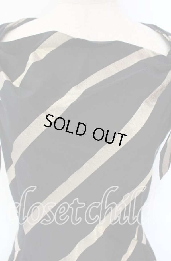 画像2: ヴィヴィアンウエストウッド 中古 / グリッターストライプドレス 2 ブラックｘシャンパンゴールド  O-25-11-23-025-op-YM-OS (2)