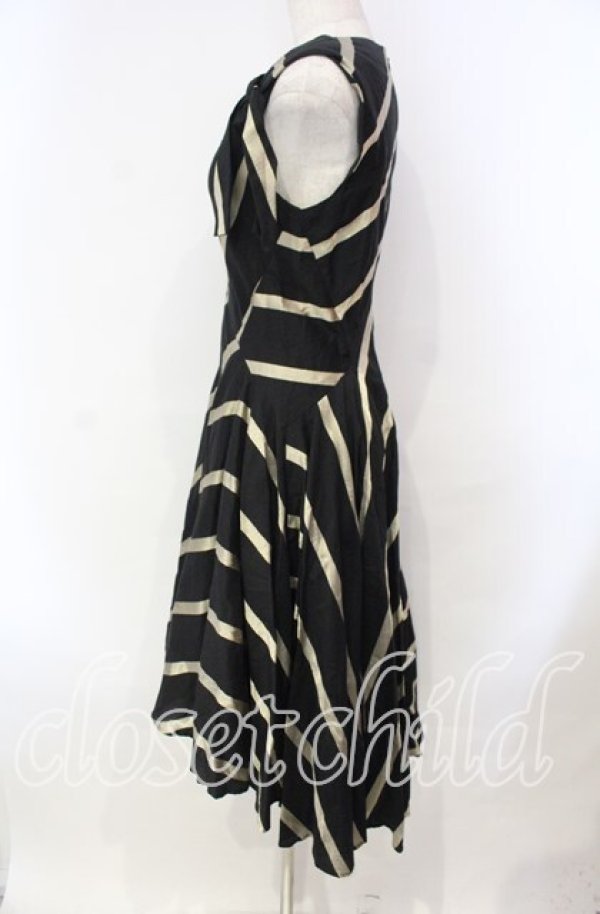 画像3: ヴィヴィアンウエストウッド 中古 / グリッターストライプドレス 2 ブラックｘシャンパンゴールド  O-25-11-23-025-op-YM-OS (3)