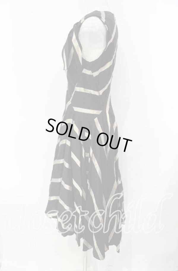 画像3: ヴィヴィアンウエストウッド 中古 / グリッターストライプドレス 2 ブラックｘシャンパンゴールド  O-25-11-23-025-op-YM-OS (3)