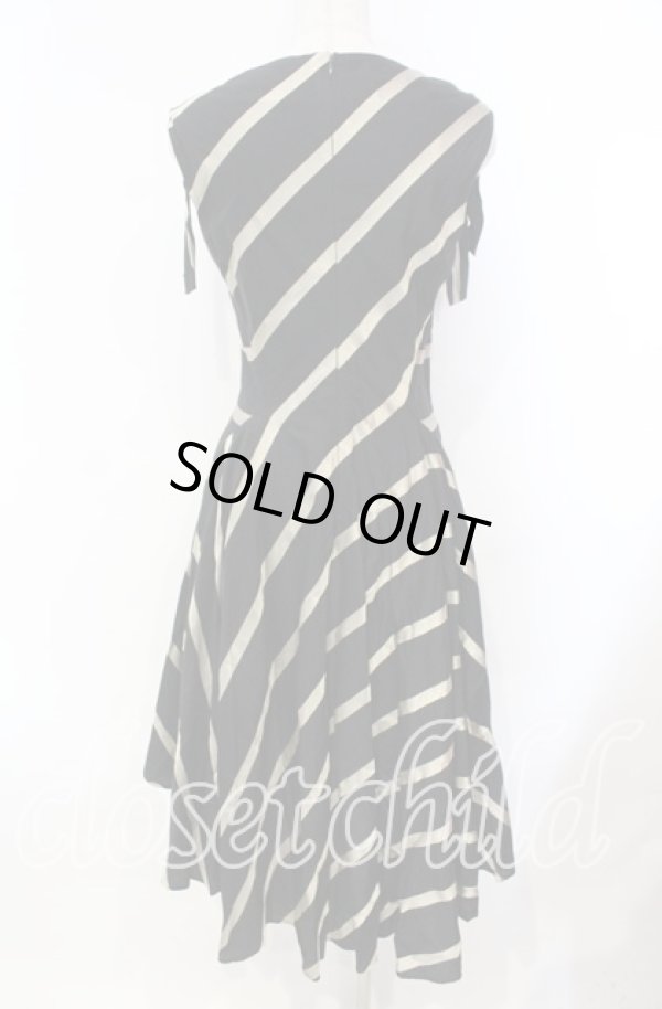 画像4: ヴィヴィアンウエストウッド 中古 / グリッターストライプドレス 2 ブラックｘシャンパンゴールド  O-25-11-23-025-op-YM-OS (4)