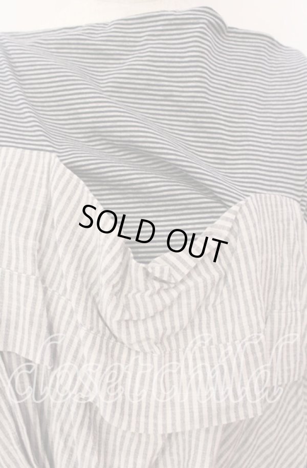 画像2: ヴィヴィアンウエストウッド 中古 / ブロッキングボーダーワイドカットソー 00 グレーｘライトグレー  O-25-11-23-026-to-YM-ZH (2)