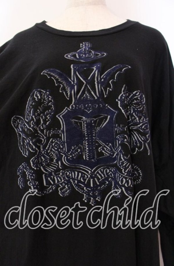 画像2: ヴィヴィアンウエストウッド 中古 / エンブレプリントドルマンBIGカットソー 00 ブラック  O-25-11-23-030-to-YM-OS (2)