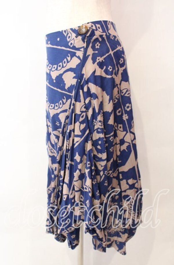 画像3: ヴィヴィアンウエストウッド 中古 / リーフオーブドレープスカート 3 ネイビーｘベージュ  O-25-11-23-038-sk-YM-OS (3)
