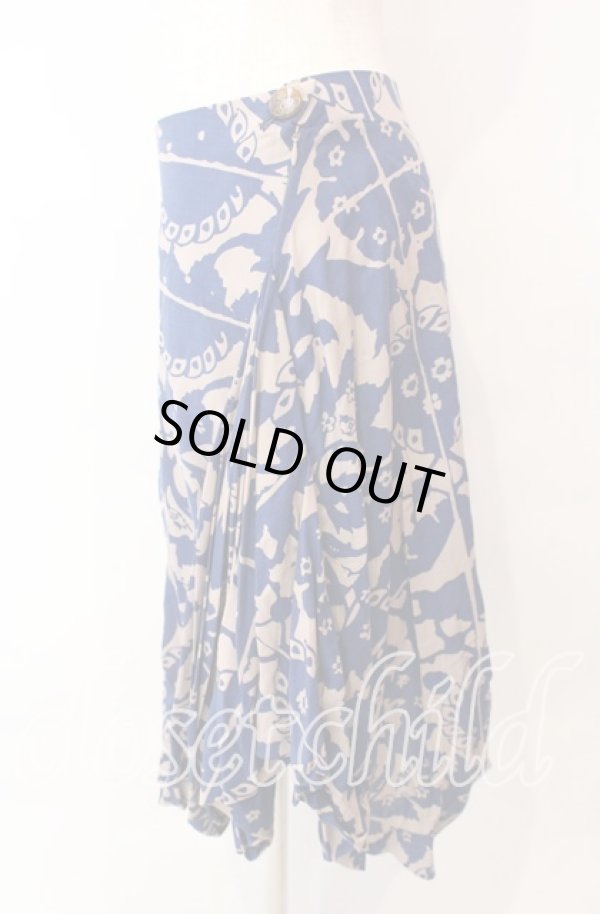 画像3: ヴィヴィアンウエストウッド 中古 / リーフオーブドレープスカート 3 ネイビーｘベージュ  O-25-11-23-038-sk-YM-ZH (3)