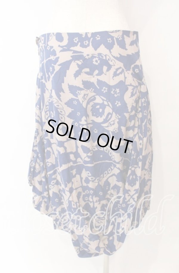 画像5: ヴィヴィアンウエストウッド 中古 / リーフオーブドレープスカート 3 ネイビーｘベージュ  O-25-11-23-038-sk-YM-ZH (5)