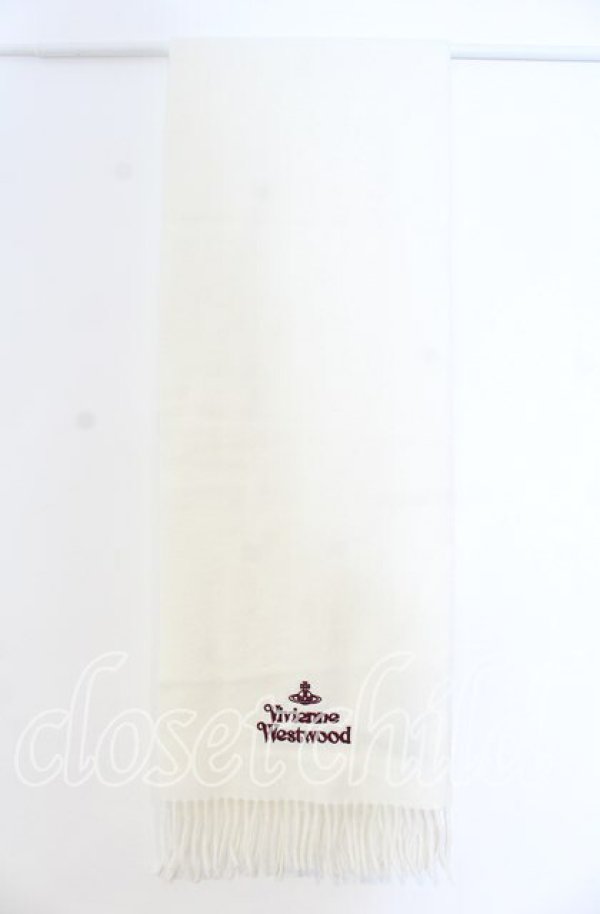 画像3: ヴィヴィアンウエストウッド 中古 / エンブロイダリーロゴマフラー  ホワイト  O-25-11-23-043-gd-YM-OS (3)