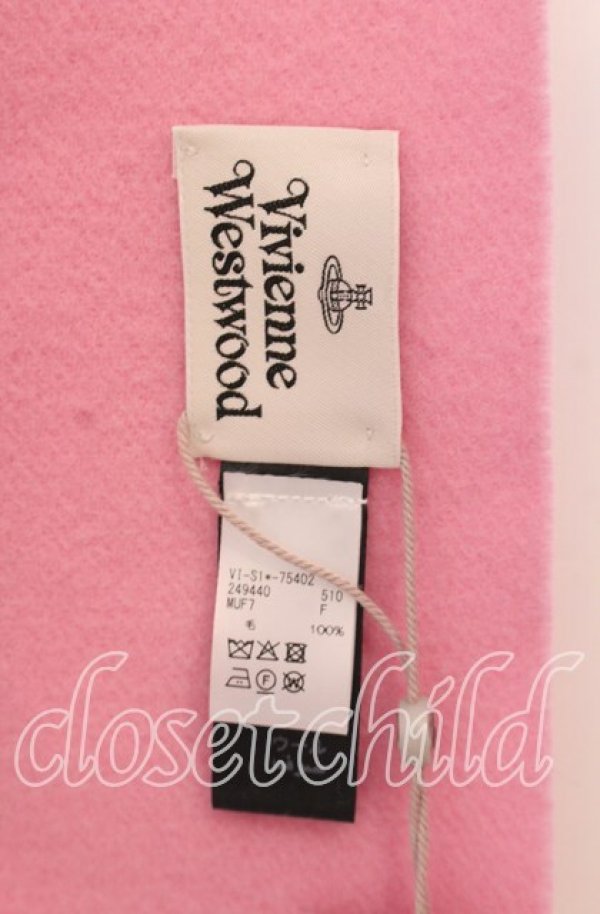 画像4: ヴィヴィアンウエストウッド 中古 / エンブロイダリーロゴマフラー  ピンク  O-25-11-23-044-gd-YM-OS (4)