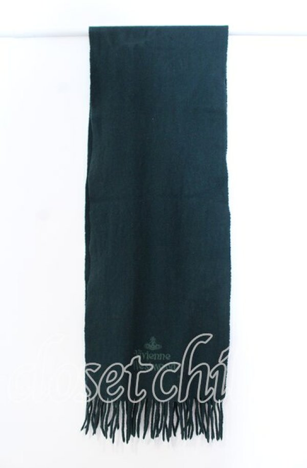 画像3: ヴィヴィアンウエストウッド 中古 / 単色オーブ刺繍マフラー  グリーン  O-25-11-23-045-gd-YM-OS (3)