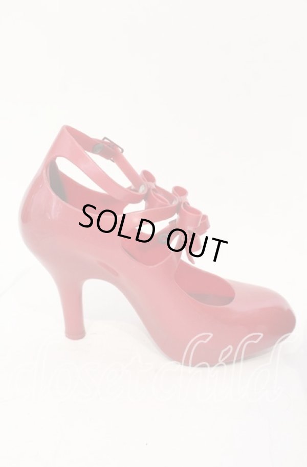 画像5: ヴィヴィアンウエストウッド×Melissa 中古 / ボウ3ストラップエレベーテッドシューズ JPN24.5 EUR39 ラメレッド  O-25-11-23-047-sh-IG-OS (5)