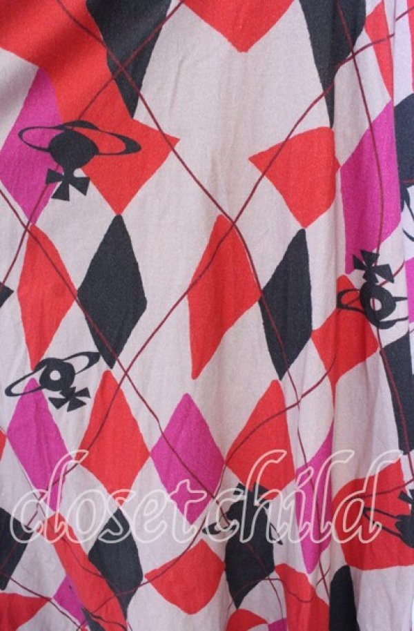 画像2: ヴィヴィアンウエストウッド 中古 / ハーレークインジャージーワンピース 00 レッド  O-25-11-23-012-op-YM-OS (2)