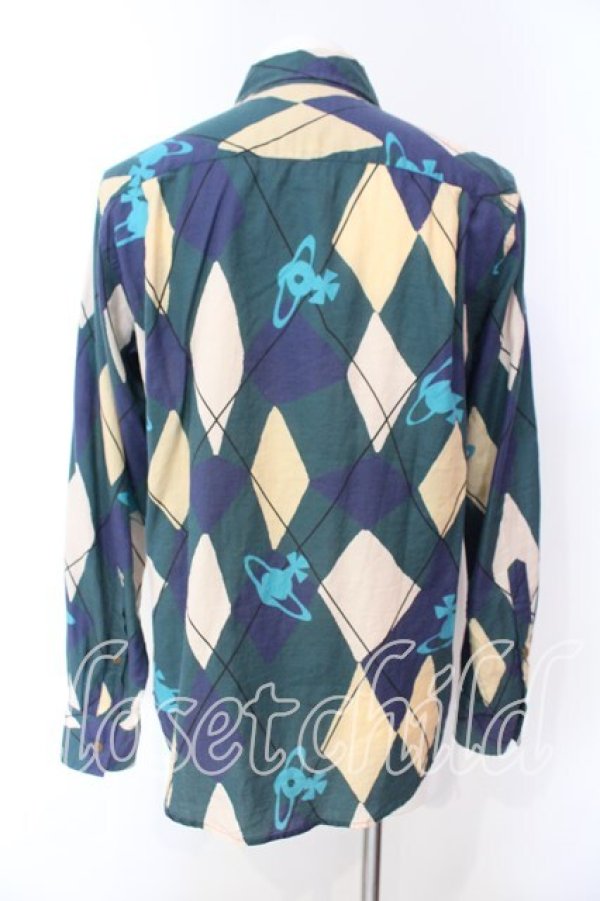 画像4: ヴィヴィアンウエストウッド MAN 中古 / HARLEQUINクラシックシャツ 48 グリーン  O-25-12-14-015-bl-YM-OS (4)