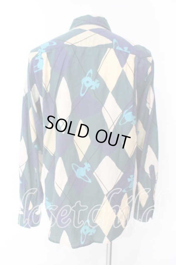 画像4: ヴィヴィアンウエストウッド MAN 中古 / HARLEQUINクラシックシャツ 48 グリーン  O-25-12-14-015-bl-YM-ZH (4)