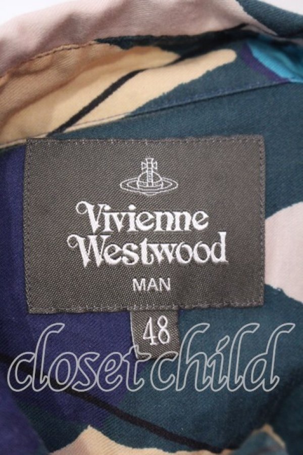 画像5: ヴィヴィアンウエストウッド MAN 中古 / HARLEQUINクラシックシャツ 48 グリーン  O-25-12-14-015-bl-YM-OS (5)