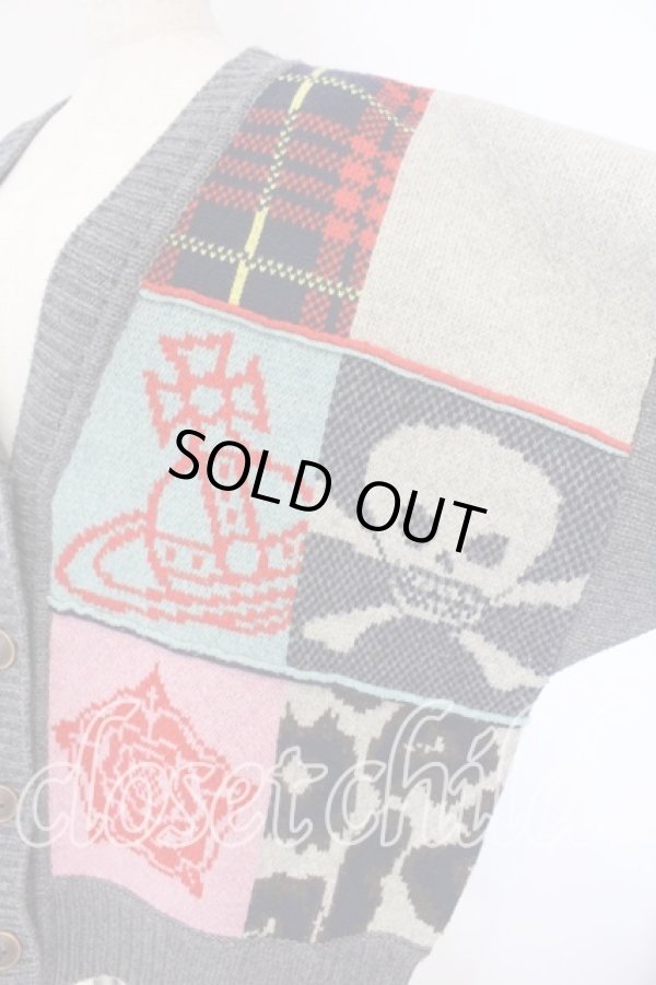 画像3: ヴィヴィアンウエストウッド 中古 / パッチワークチャンキーニット 00 グレーｘマルチ  O-25-12-14-018-to-YM-OS (3)