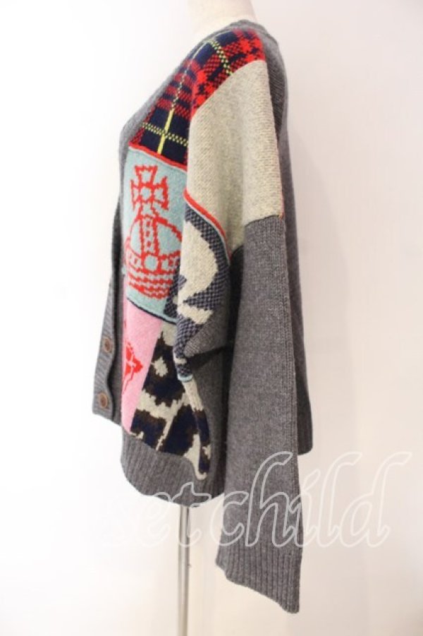 画像4: ヴィヴィアンウエストウッド 中古 / パッチワークチャンキーニット 00 グレーｘマルチ  O-25-12-14-018-to-YM-OS (4)