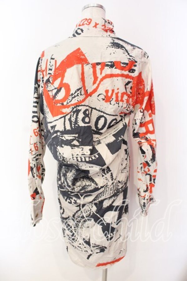 画像6: ヴィヴィアンウエストウッド 中古 / RUBBISH PRINT シャツワンピース  ベージュ  O-25-12-14-026-bl-YM-OS (6)