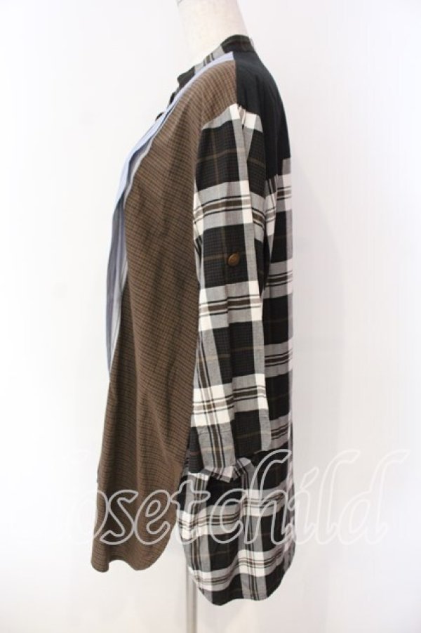 画像4: ヴィヴィアンウエストウッド 中古 / クレイジーパターンシャツワンピース 00 ブラックｘブルーｘブラウン  O-25-12-14-028-bl-YM-OS (4)