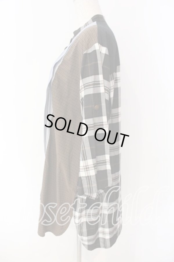 画像4: ヴィヴィアンウエストウッド 中古 / クレイジーパターンシャツワンピース 00 ブラックｘブルーｘブラウン  O-25-12-14-028-bl-YM-ZH (4)