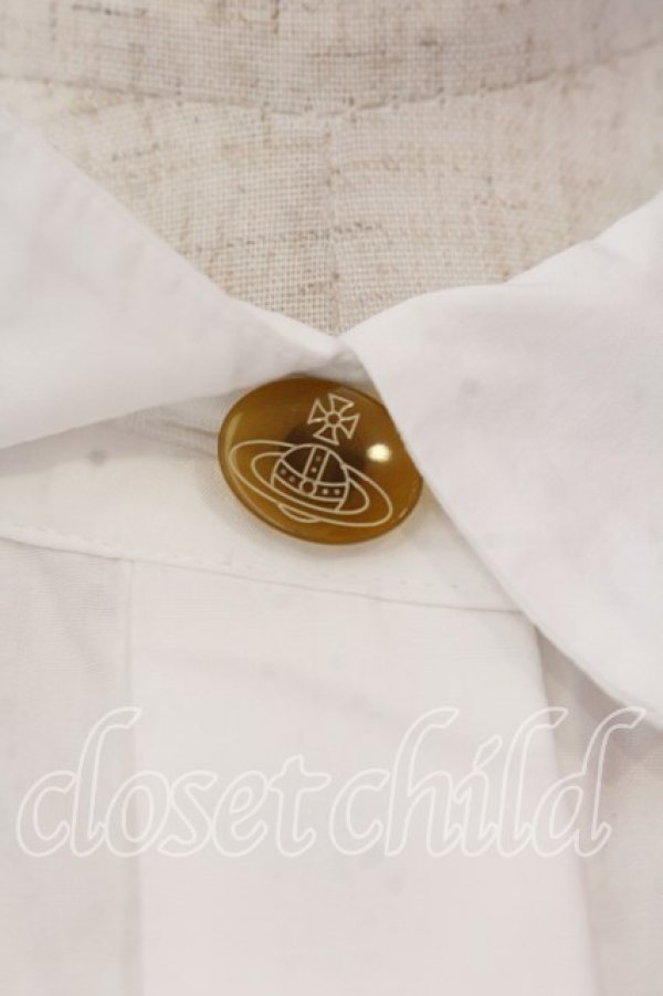 画像2: ヴィヴィアンウエストウッド 中古 / 単色オーブ刺繍ビッグシルエットブラウス 2 ホワイト  O-25-12-14-029-bl-IG-OS (2)