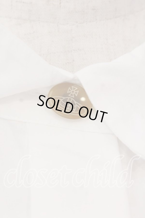 画像2: ヴィヴィアンウエストウッド 中古 / 単色オーブ刺繍ビッグシルエットブラウス 2 ホワイト  O-25-12-14-029-bl-IG-ZH (2)