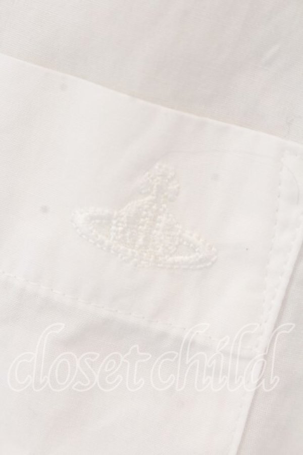 画像3: ヴィヴィアンウエストウッド 中古 / 単色オーブ刺繍ビッグシルエットブラウス 2 ホワイト  O-25-12-14-029-bl-IG-OS (3)