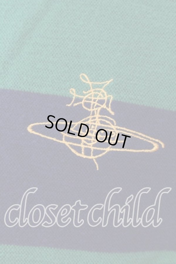 画像2: ヴィヴィアンウエストウッド MAN 中古 / グラフィティオーブ刺繍ボーダーパーカー S グリーンｘネイビー  O-25-12-14-001-to-YM-OS (2)