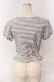 画像4: ヴィヴィアンウエストウッド 中古 / マルチストライプ半袖ブラウス 38 ブルーｘイエロー  O-25-12-14-030-bl-YM-OS (4)